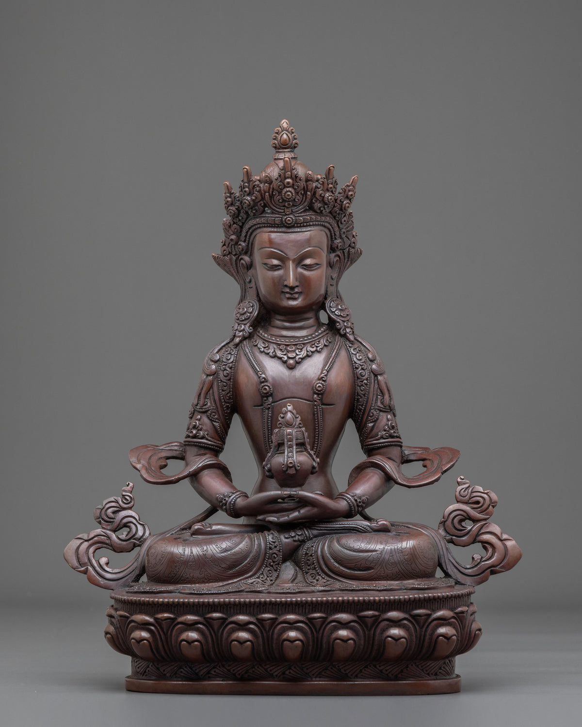 Amitayus Oxidized Copper Statue | The Buddha of Infinite Life
