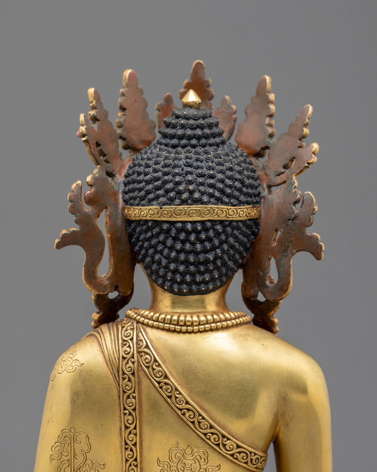 Medicine Buddha Healing Nectar Sculpture | 24K Gold Gilded Buddhist Artwork