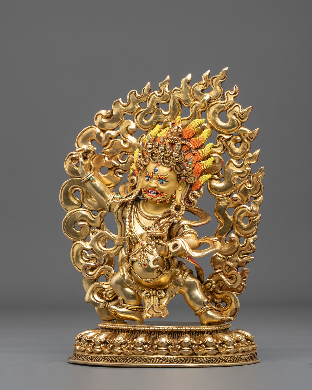 Vajrapani 24K Gold Gilded Sculpture: Wrathful Protector and Holder of the Vajra