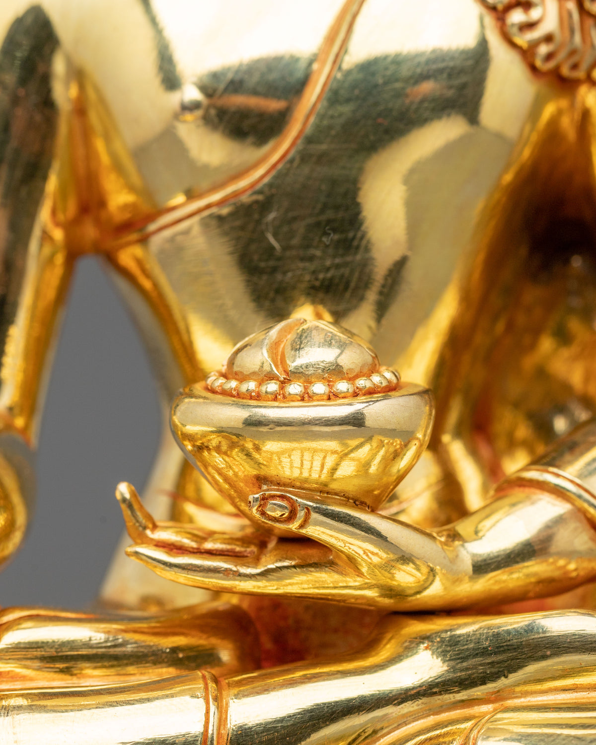 Shakyamuni Buddha Fire Gold Coated Statue | Home Decor