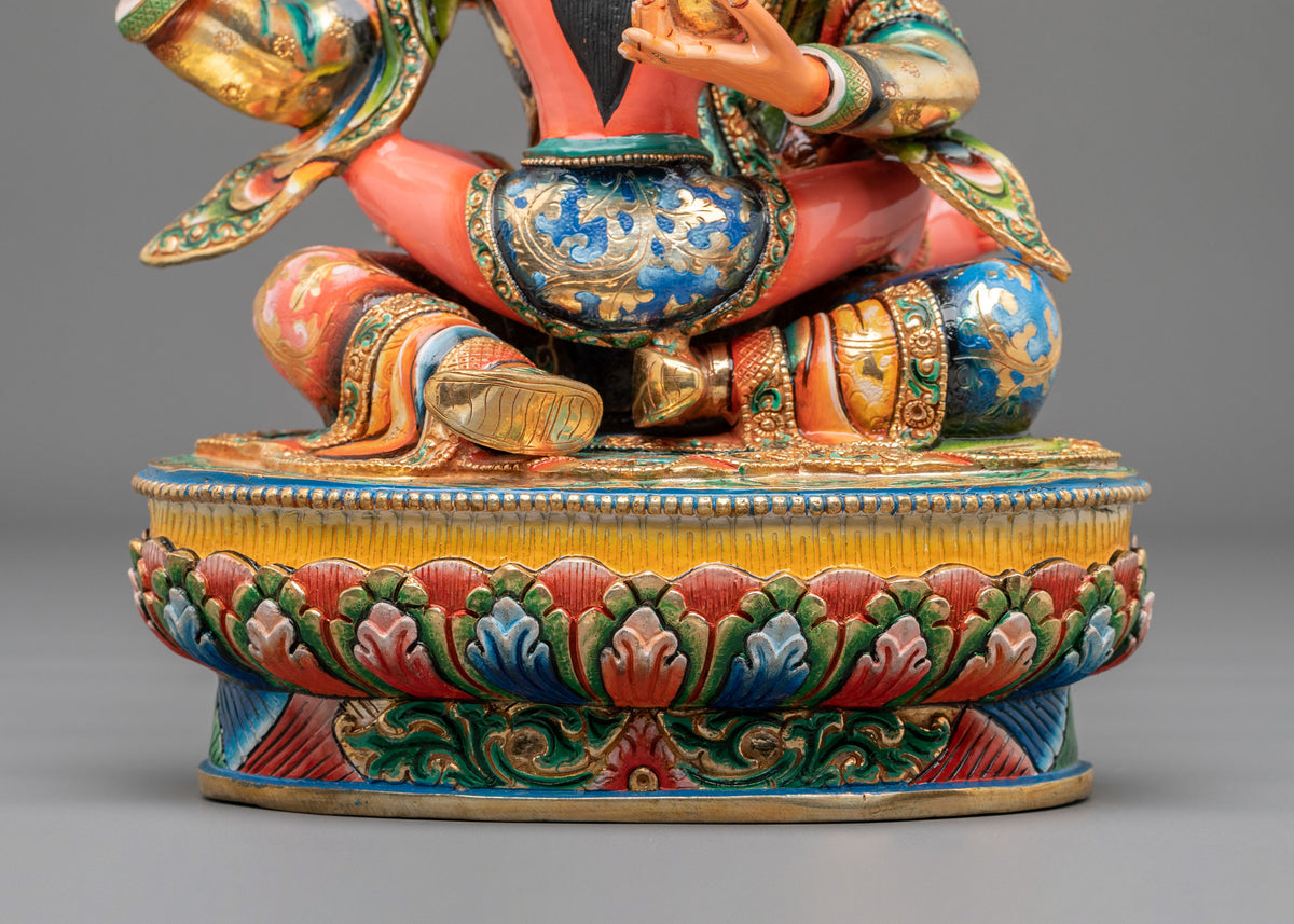 Guru Rinpoche Sculpture with Consort | Buddhist Handmade Artwork