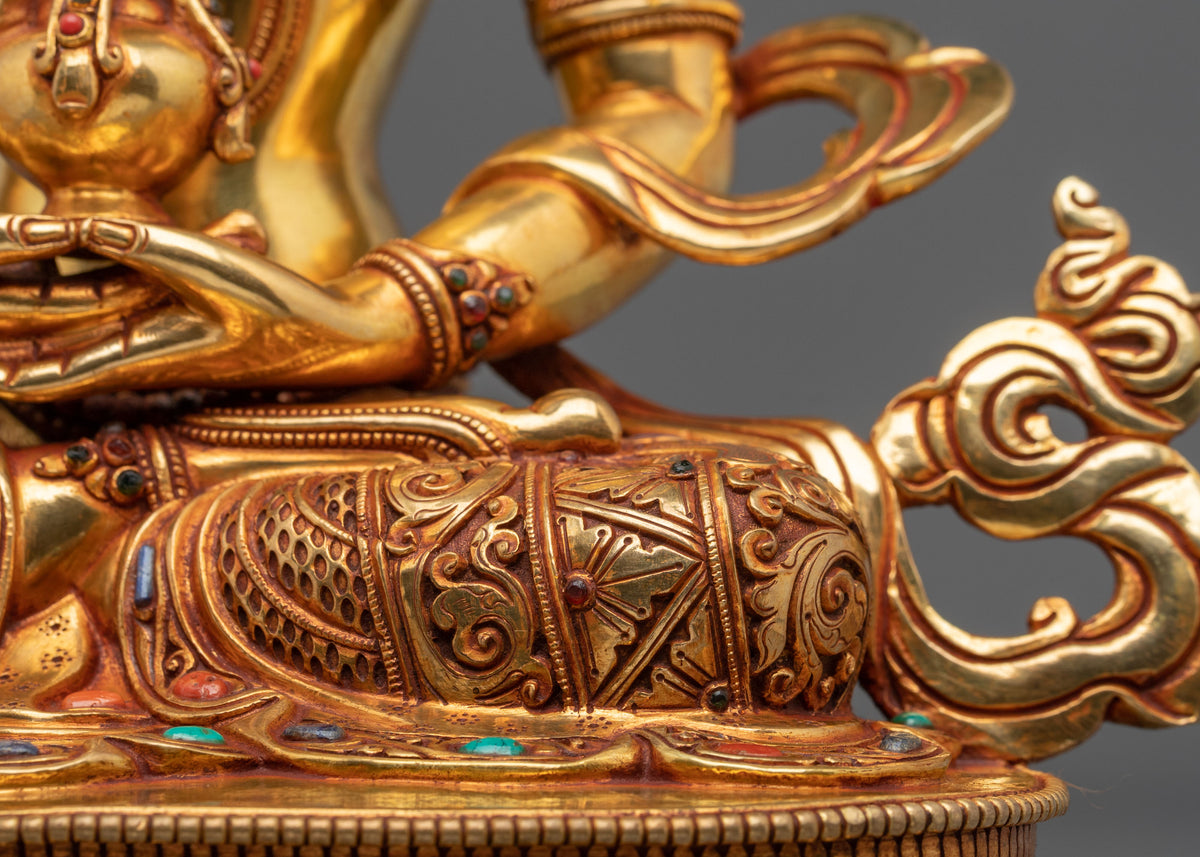 Amitayus 24k Gold Coated Sculpture | Buddha of Infinite Life and Longevity