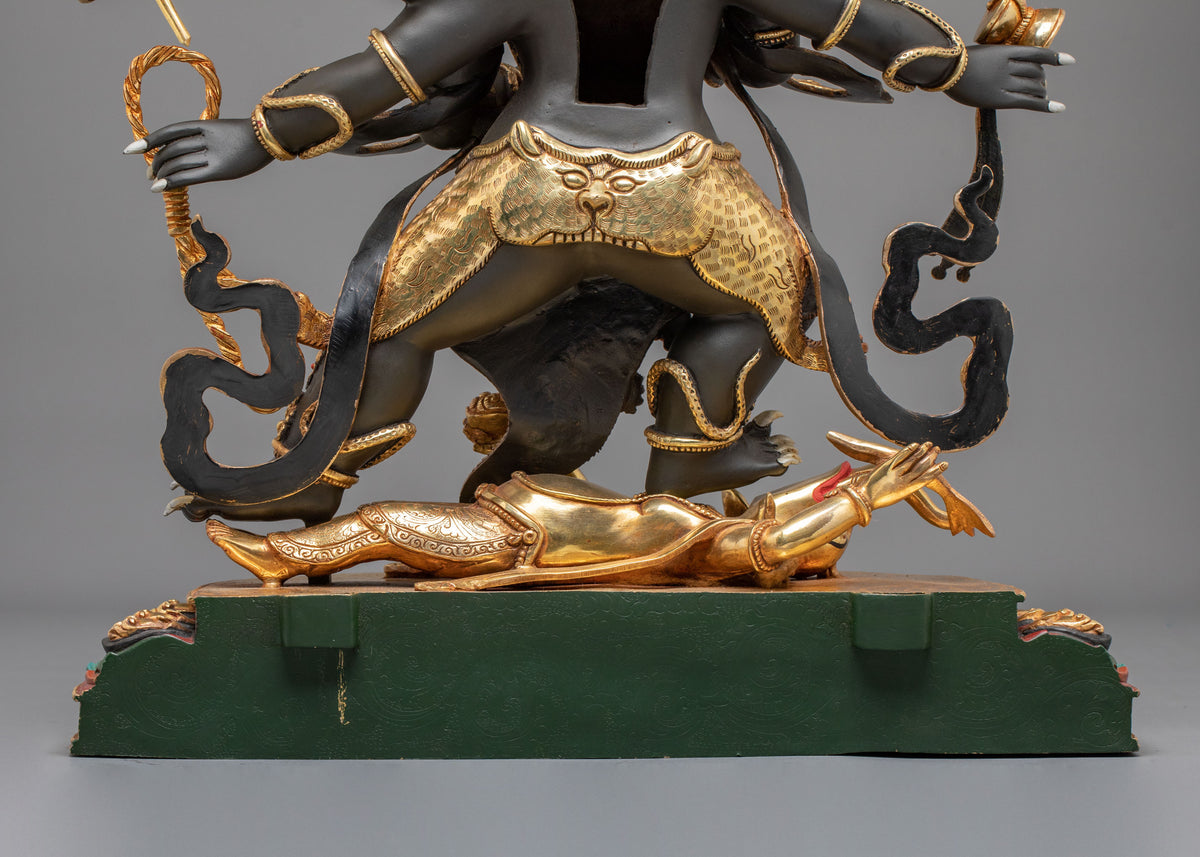 Six-Armed Mahakala Wrathful Guardian Statue | Himalayan Buddhist Shrine Art