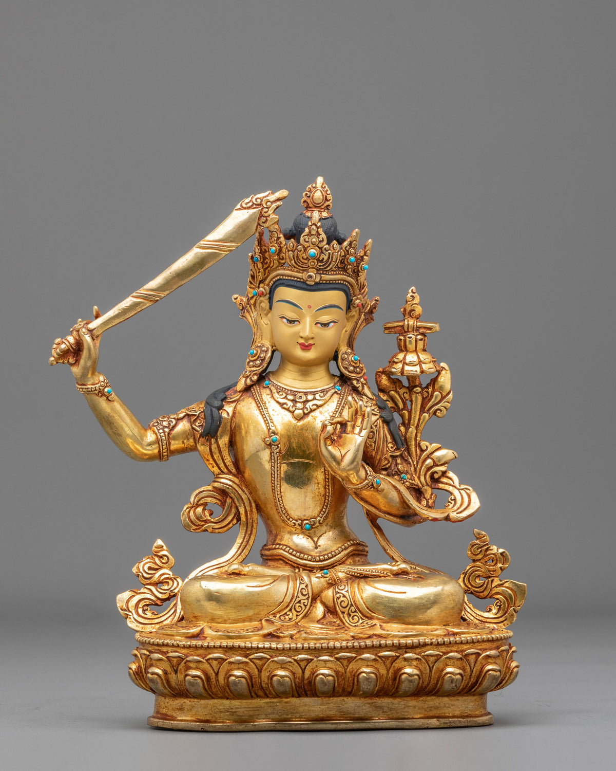 Divine Manjushri Hand Carved Sculpture | Bodhisattva of Supreme Wisdom