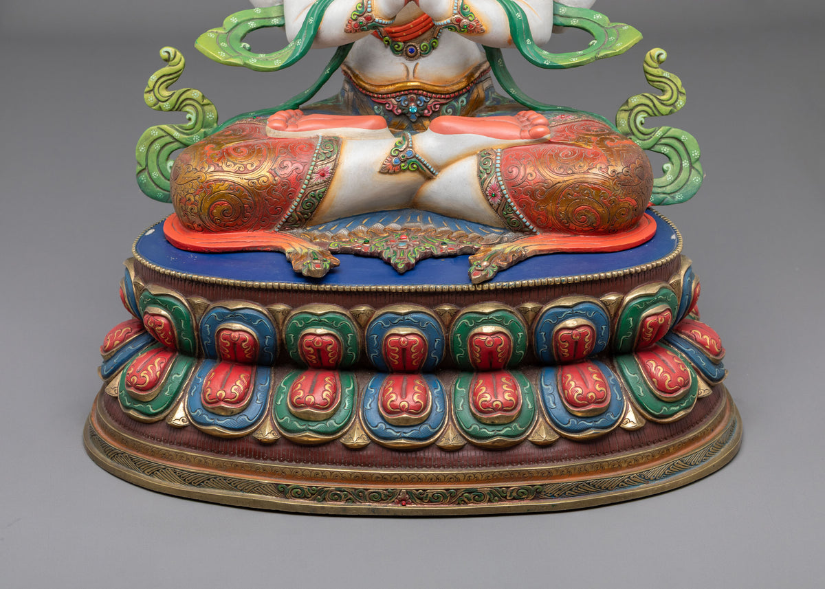 Chenrezig 24K Gold Coated Copper Figurine | Buddhist Shrine
