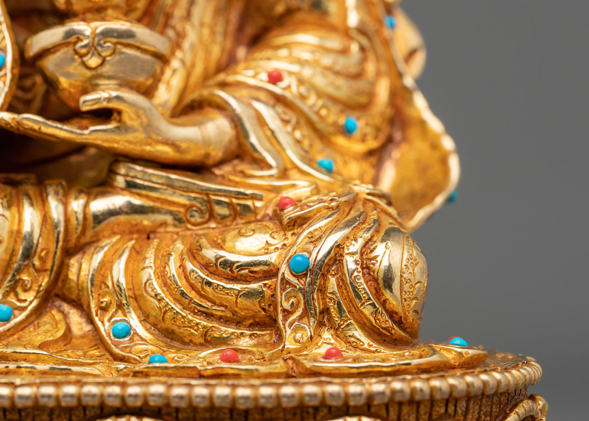 Radiant Gemstones Adorned Guru Tsokye Dorje Sculpture
