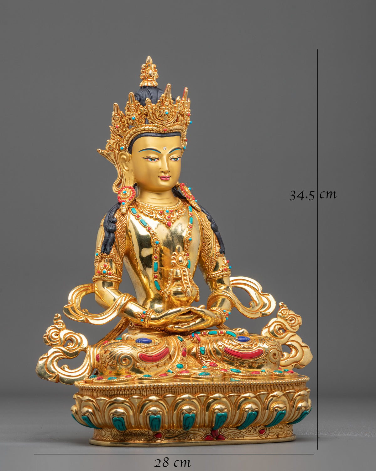 Amitayus Vajrayana Buddhist Statue | Sacred Sculpture for Altar and Meditation Practice