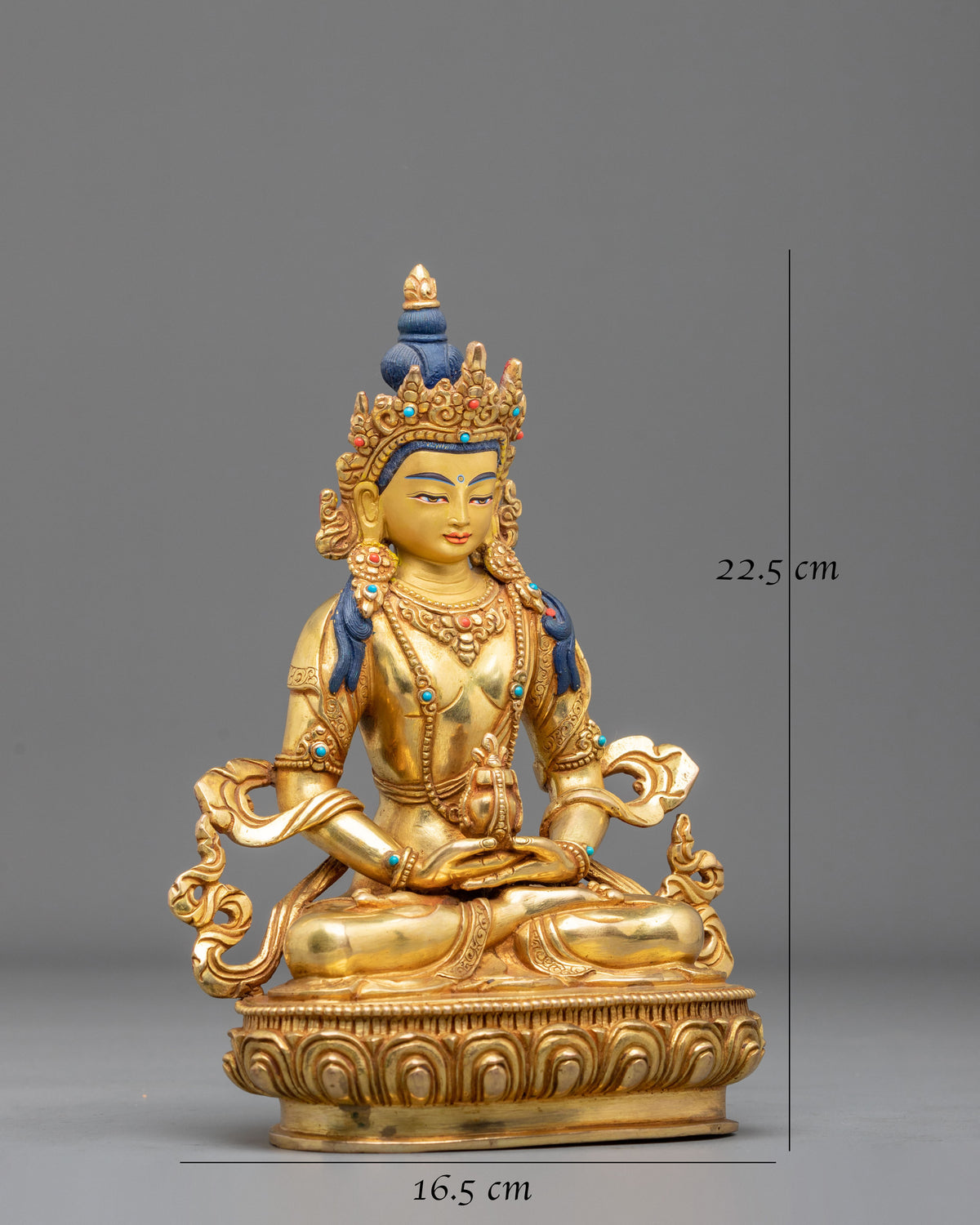 24k Gold Coated Amitayus Sculpture | Buddha of Longevity