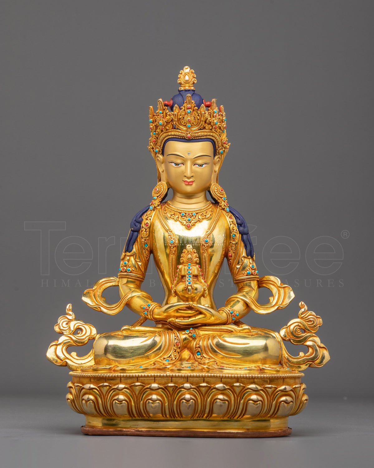 Long Life Buddha Amitayus Copper Statue | Altar Decor for Meditation
