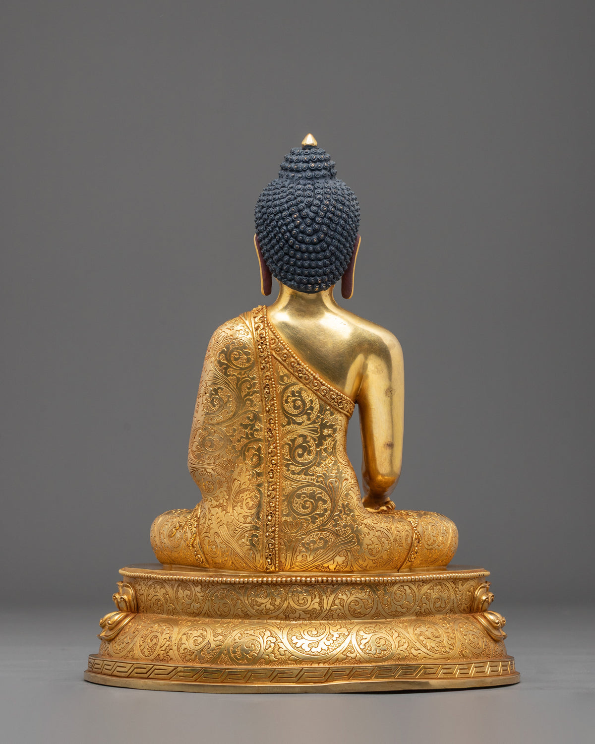 Himalayan Shakyamuni Buddha Sculpture in 24K Gold Gilded Copper