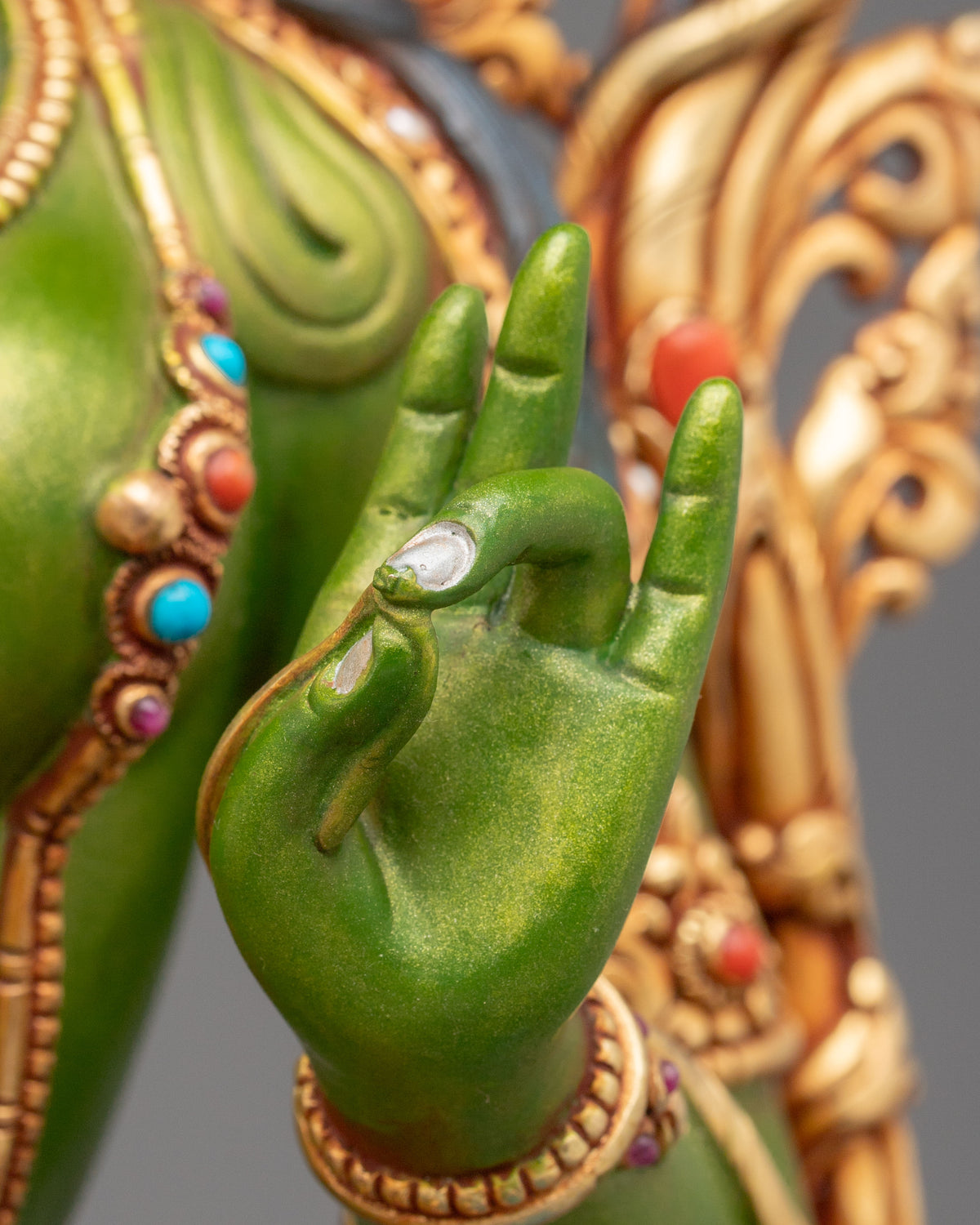 Green Tara Tibetan Buddhist Sculpture | Sacred Meditation Altar Sculpture