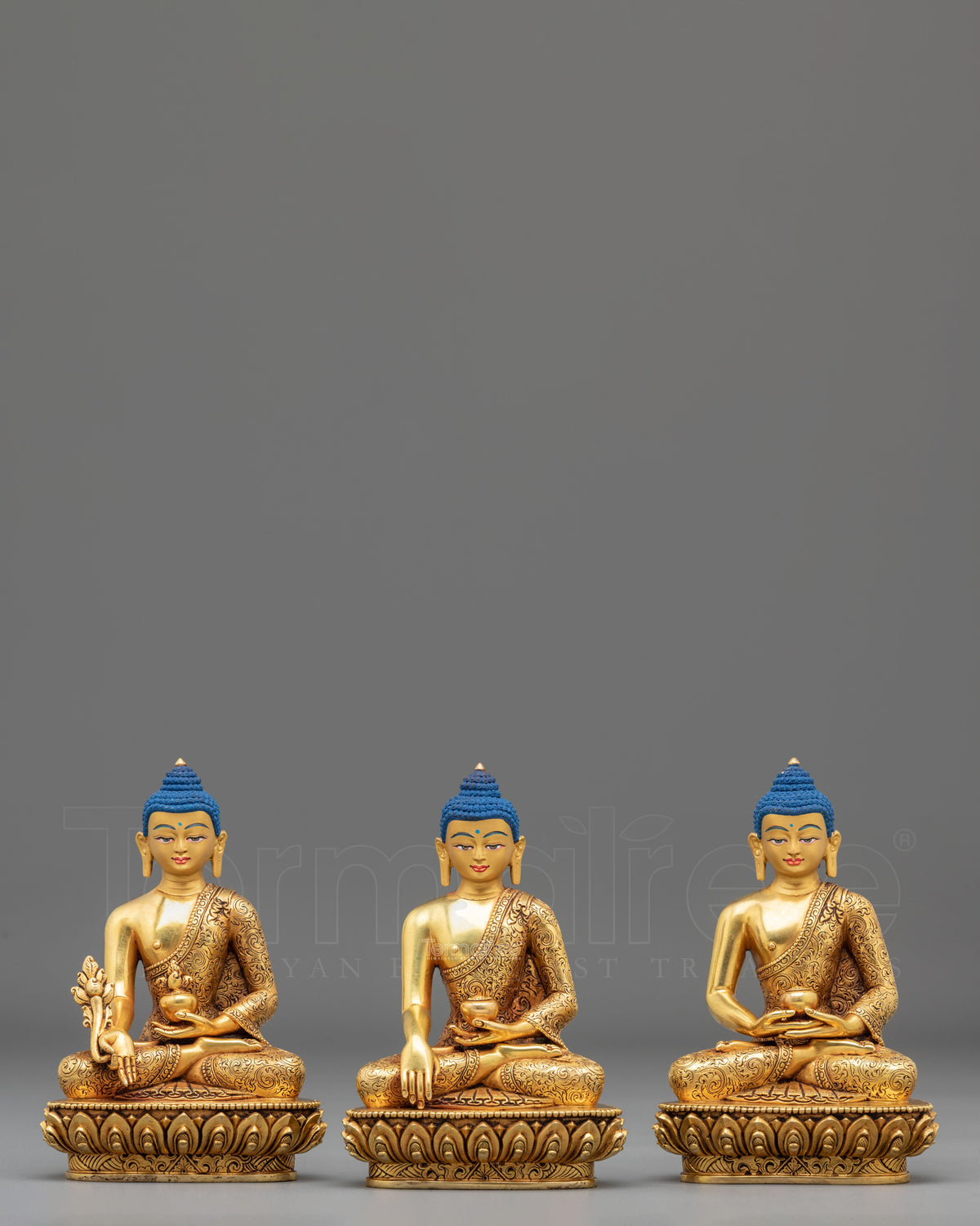 Three Buddha Statue Collection | Sacred Buddhist Trio Representing Wisdom Compassion
