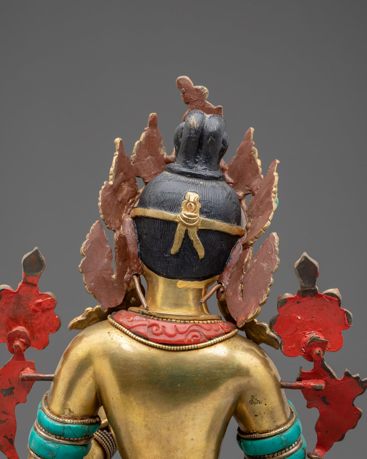 Green Tara Statue: Hand-Gilded 24K Gold & Gemstone