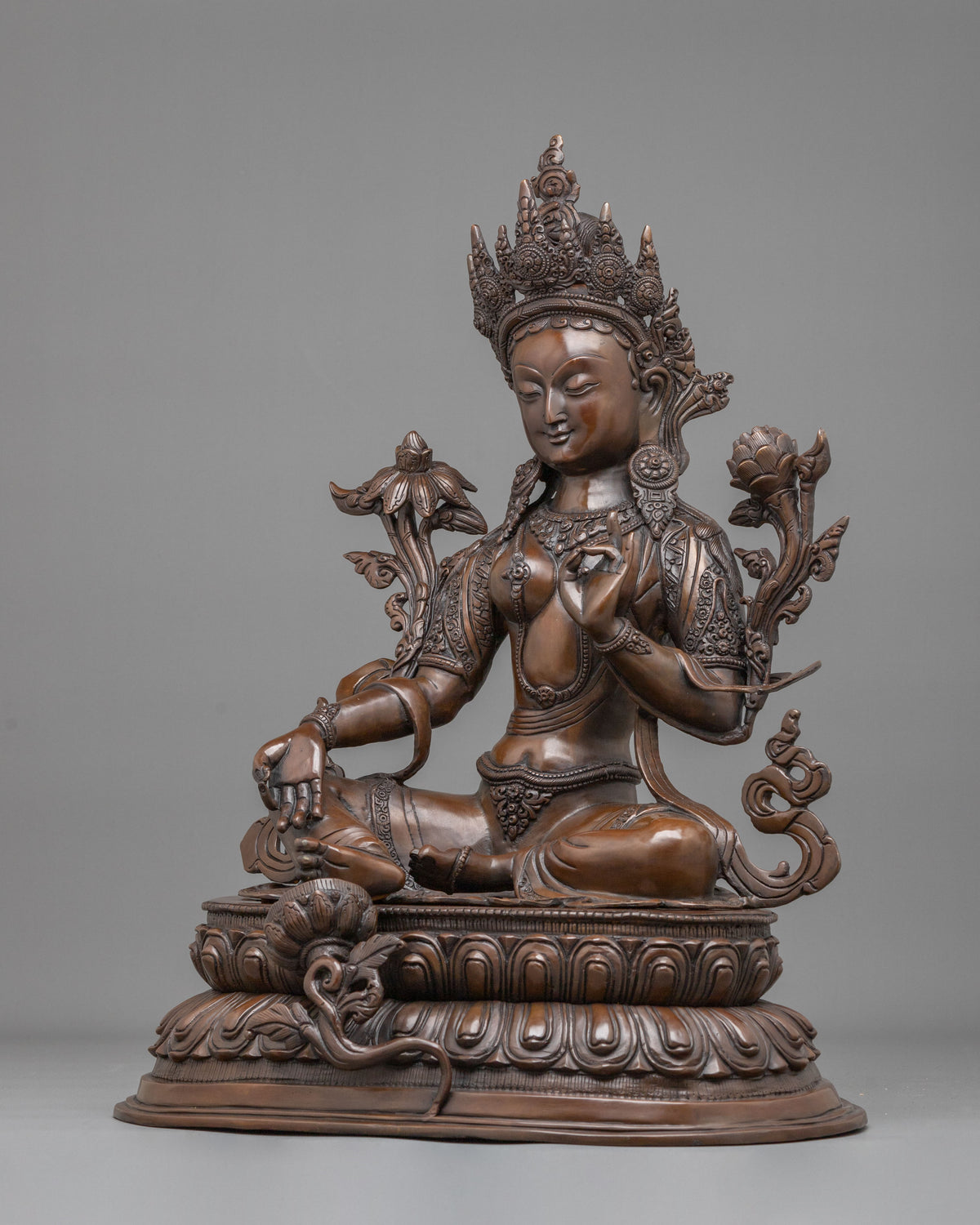 Mother Green Tara Oxidized Statue | Altar Home Decor