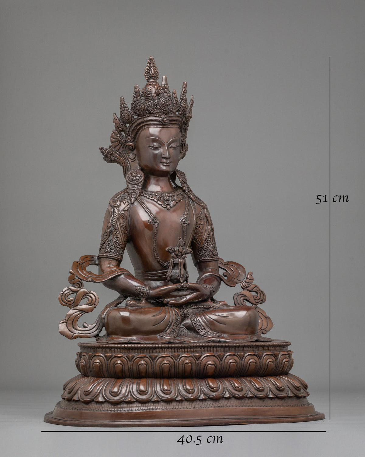 Amitayus Oxidized Copper Statue: Symbol of Longevity and Merit