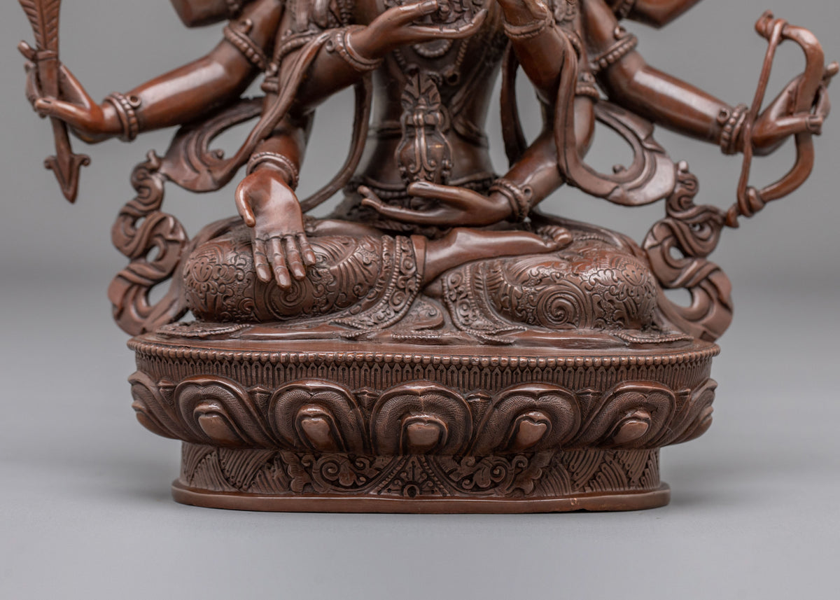 Namgyalma Three Faced Goddess Statue | Oxidized Copper Buddhist Sculpture