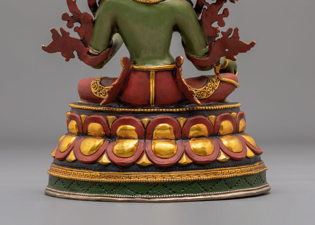 Green Tara Vajrayana Liberation Sculpture | Himalayan Buddhist Shrine Art