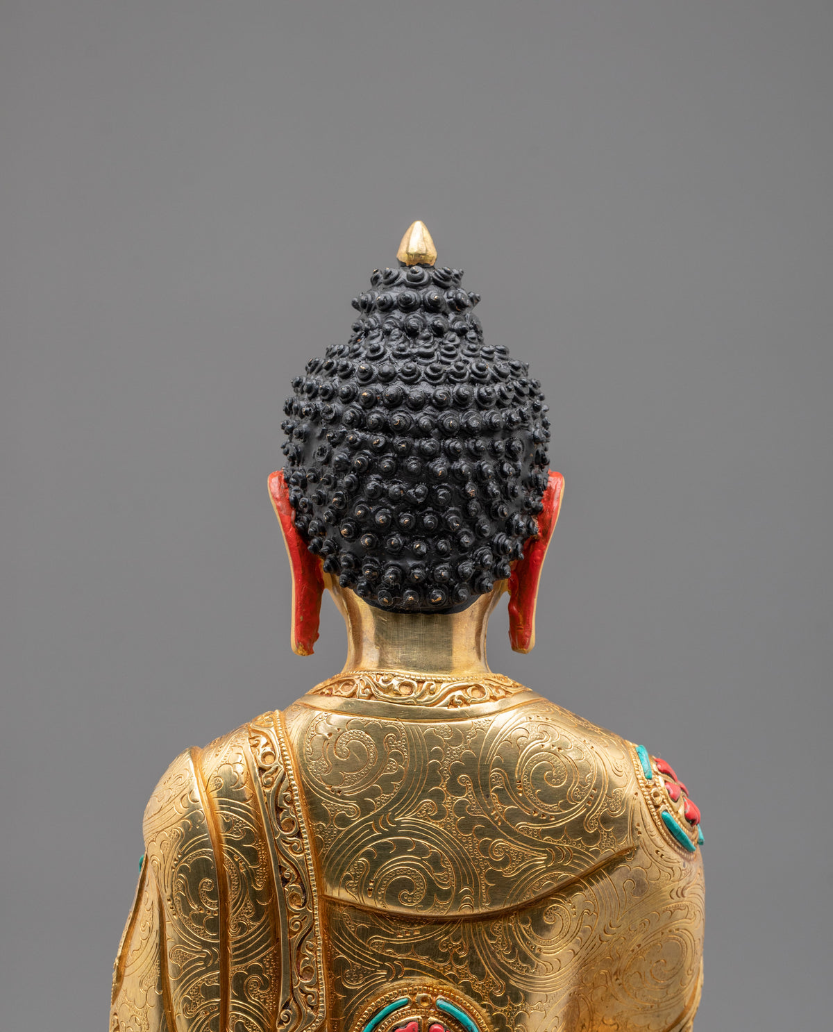 Historical Buddha Shakyamuni Hand Carved Sculpture in 24K Gold