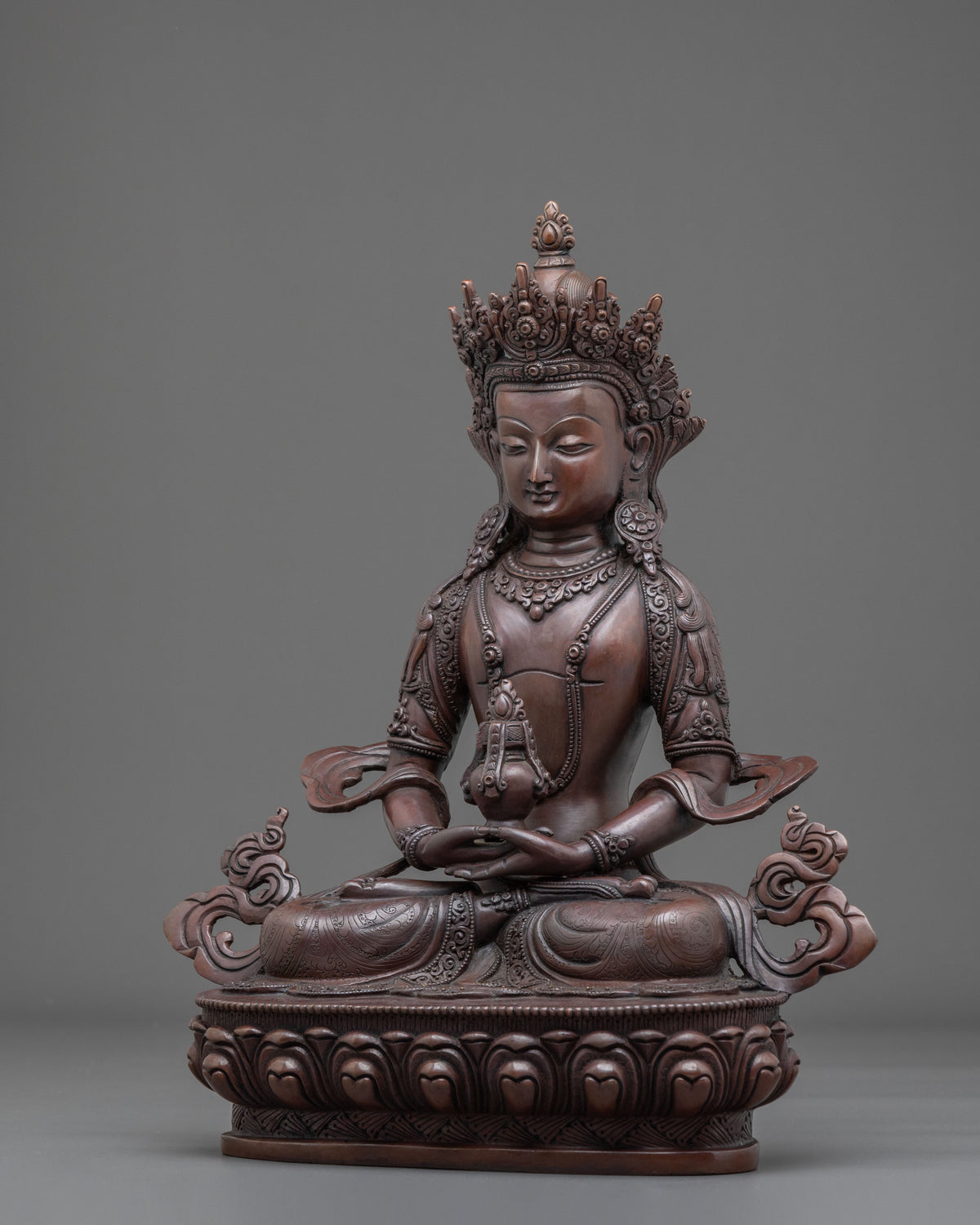 Amitayus Oxidized Copper Statue | The Buddha of Infinite Life