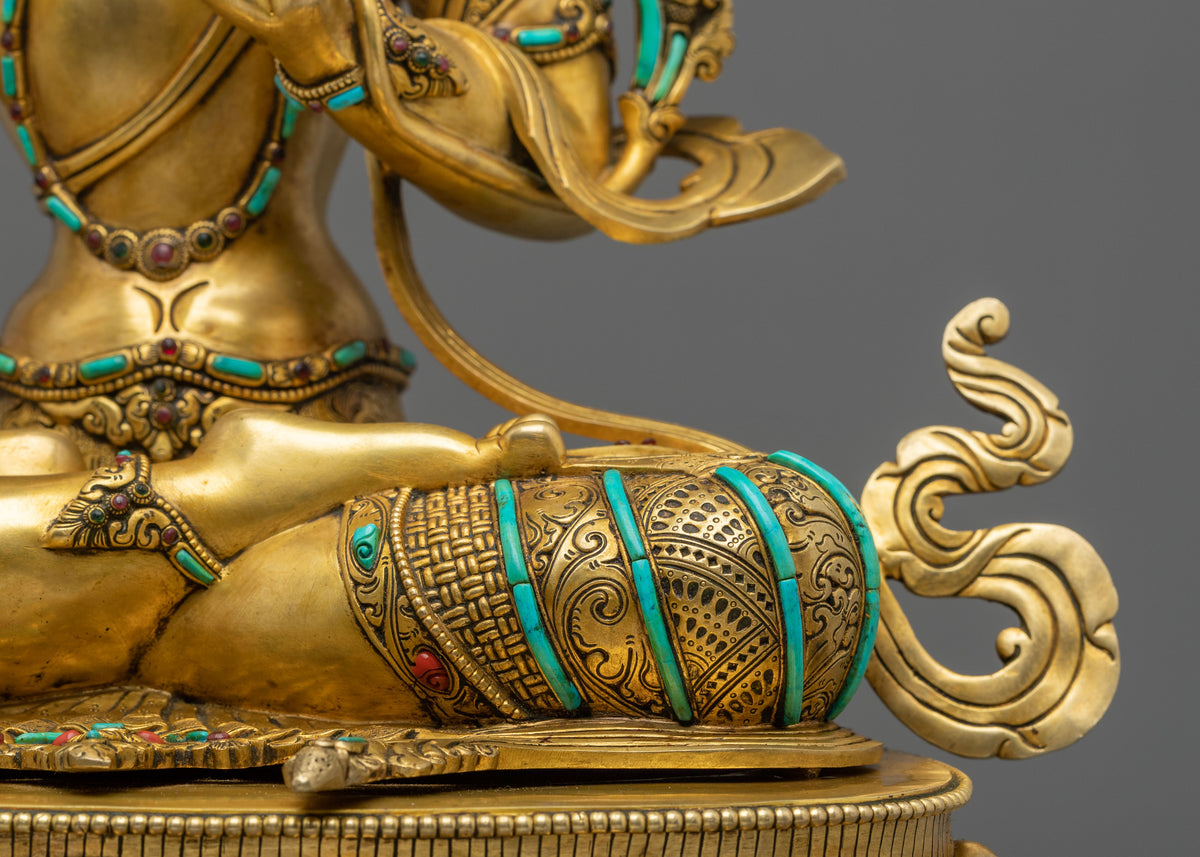 Buddhist Deity Manjushri Sculpture for Altar | Buddhist Artwork for Meditation