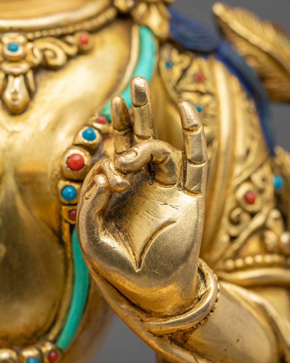 Green Tara Handmade Statue with 24K Fire Gold Gliding