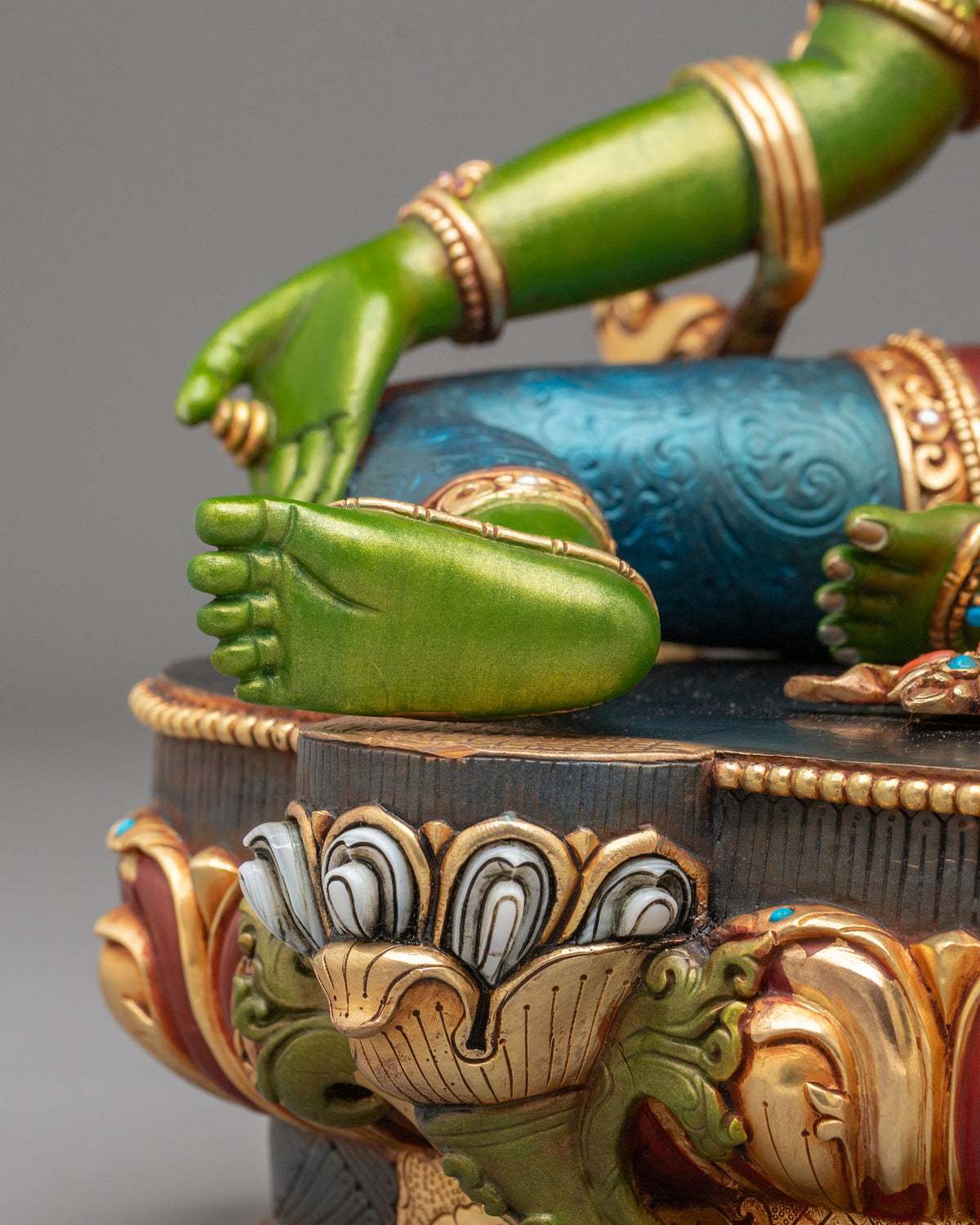 Green Tara Tibetan Buddhist Sculpture | Sacred Meditation Altar Sculpture