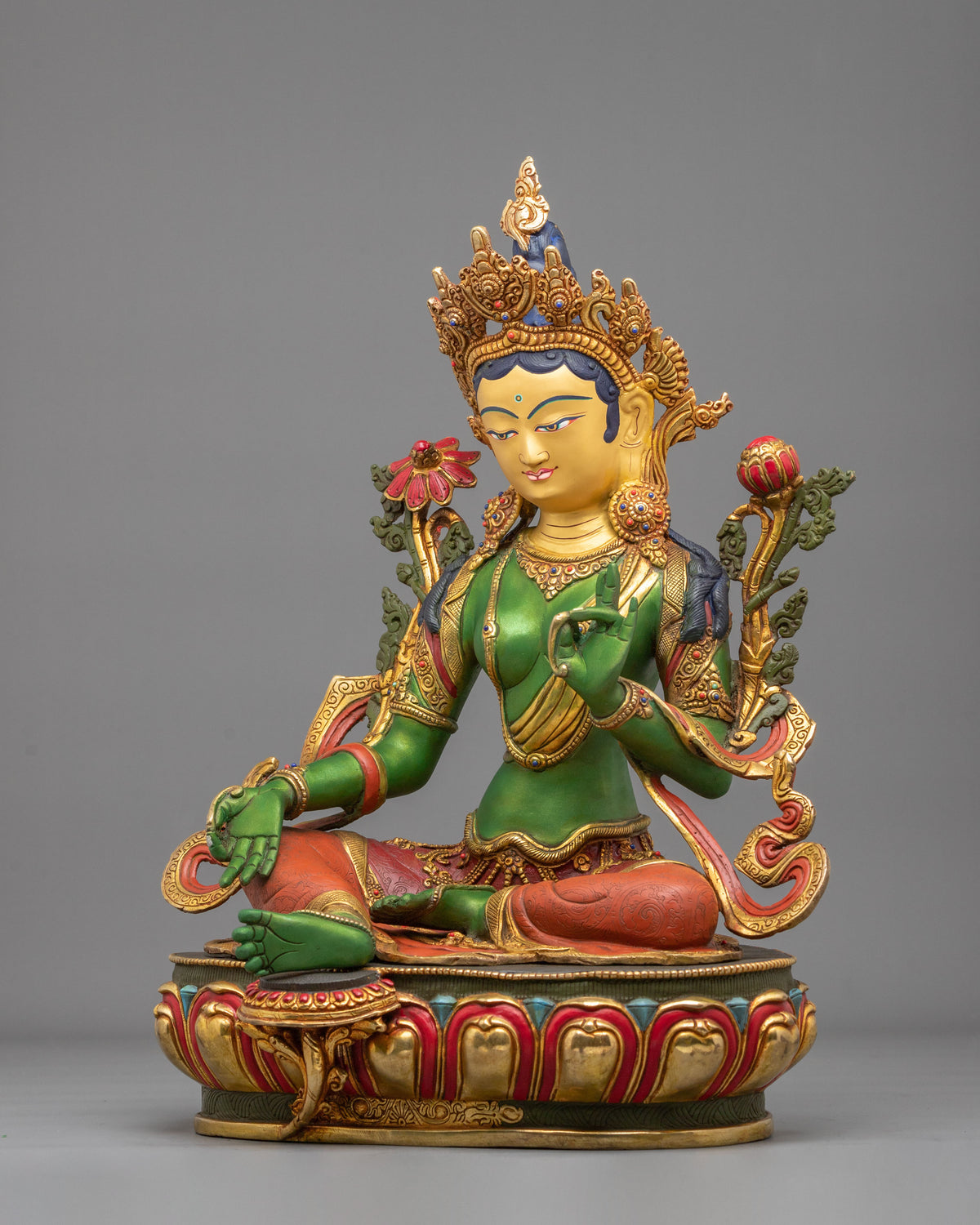Goddess Green Tara 24K Gold Coated Sculpture
