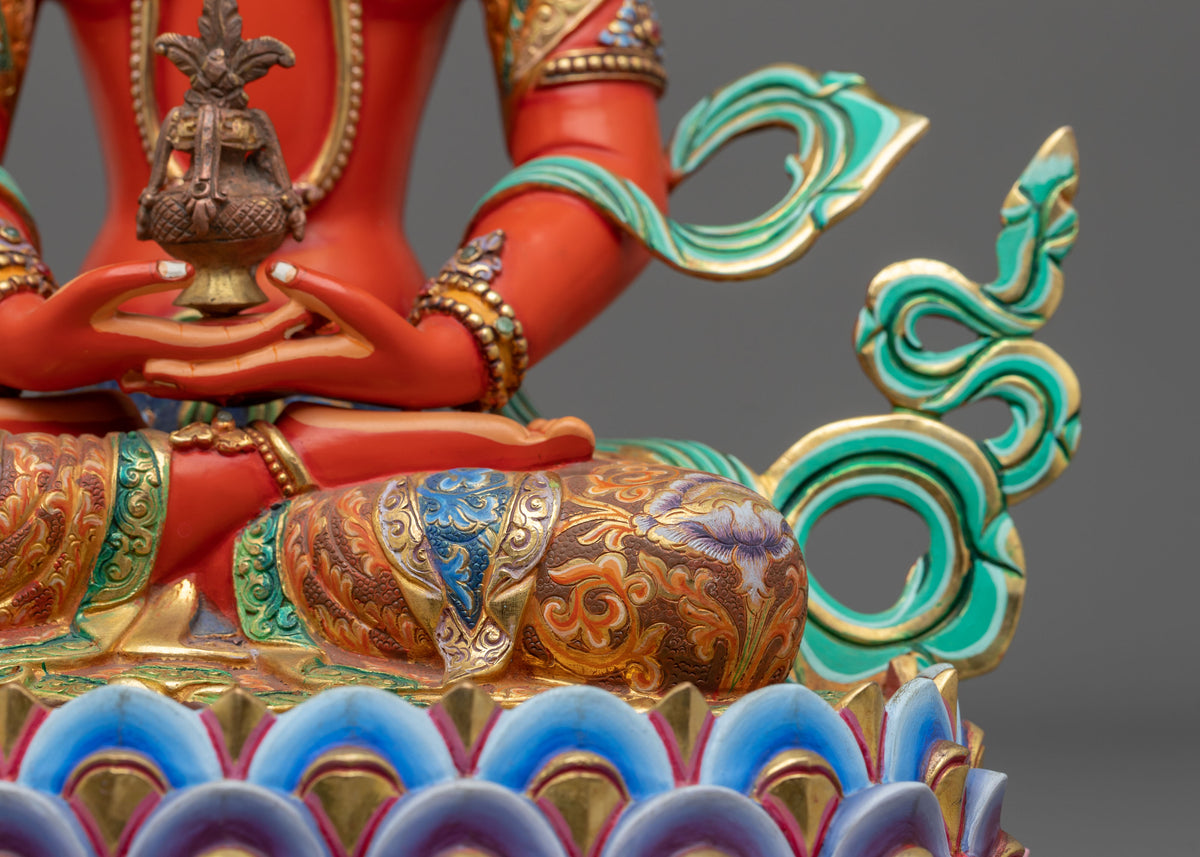 Amitayus Statue: 24K Gold Gilded Handmade Sculpture