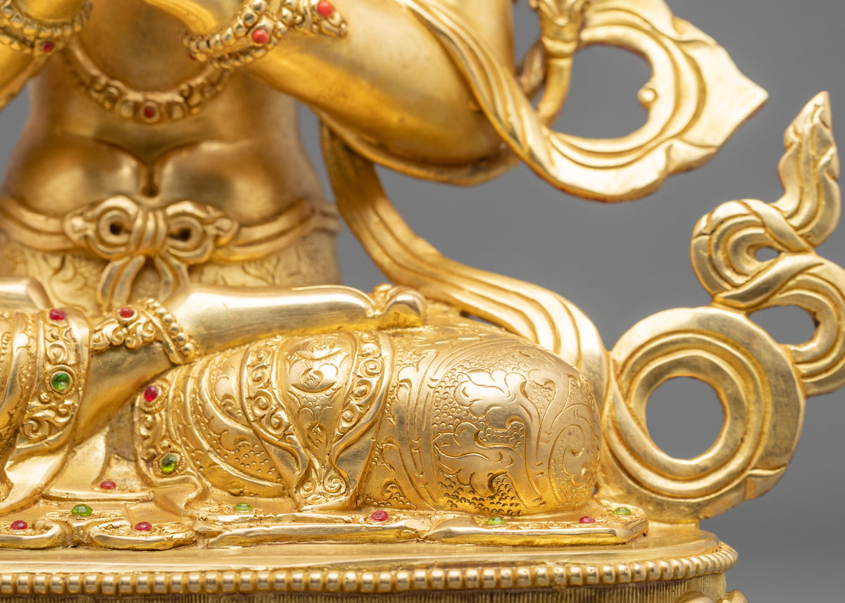 Buddhist Prayer Maitreya Buddha Statue | 24K Gold Gilded Future Buddha Sculpture
