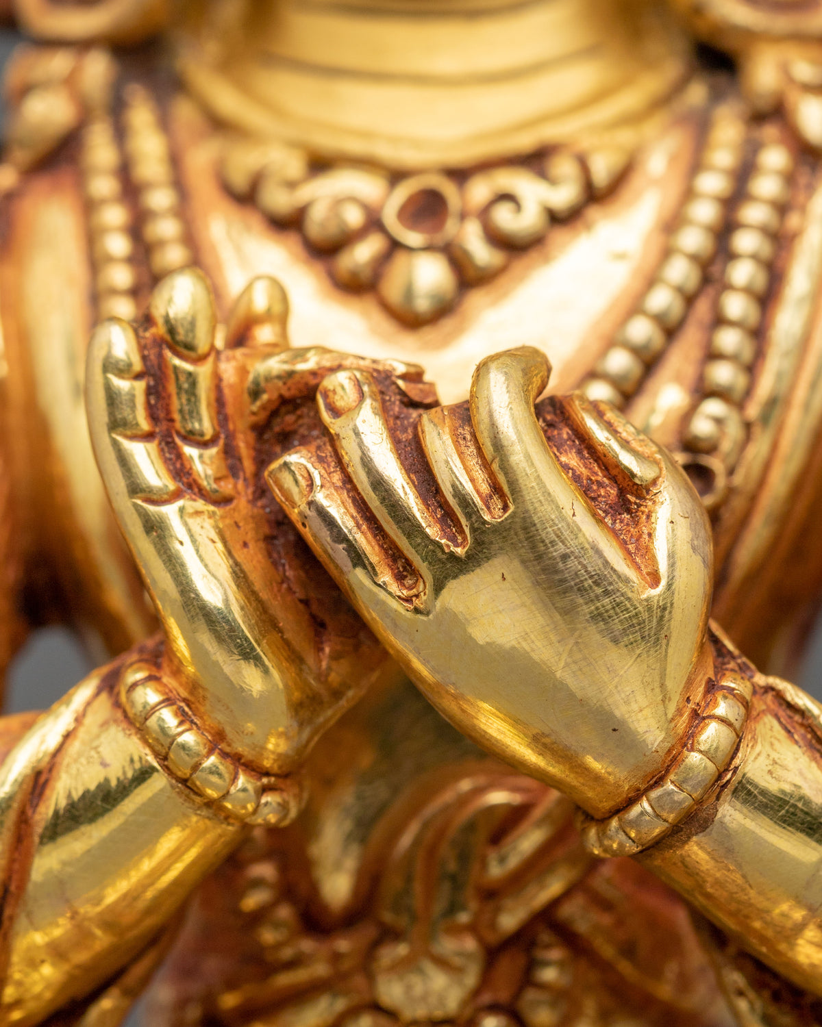 Maitreya Buddha Handmade Copper Statue - Serene Devotional Sculpture