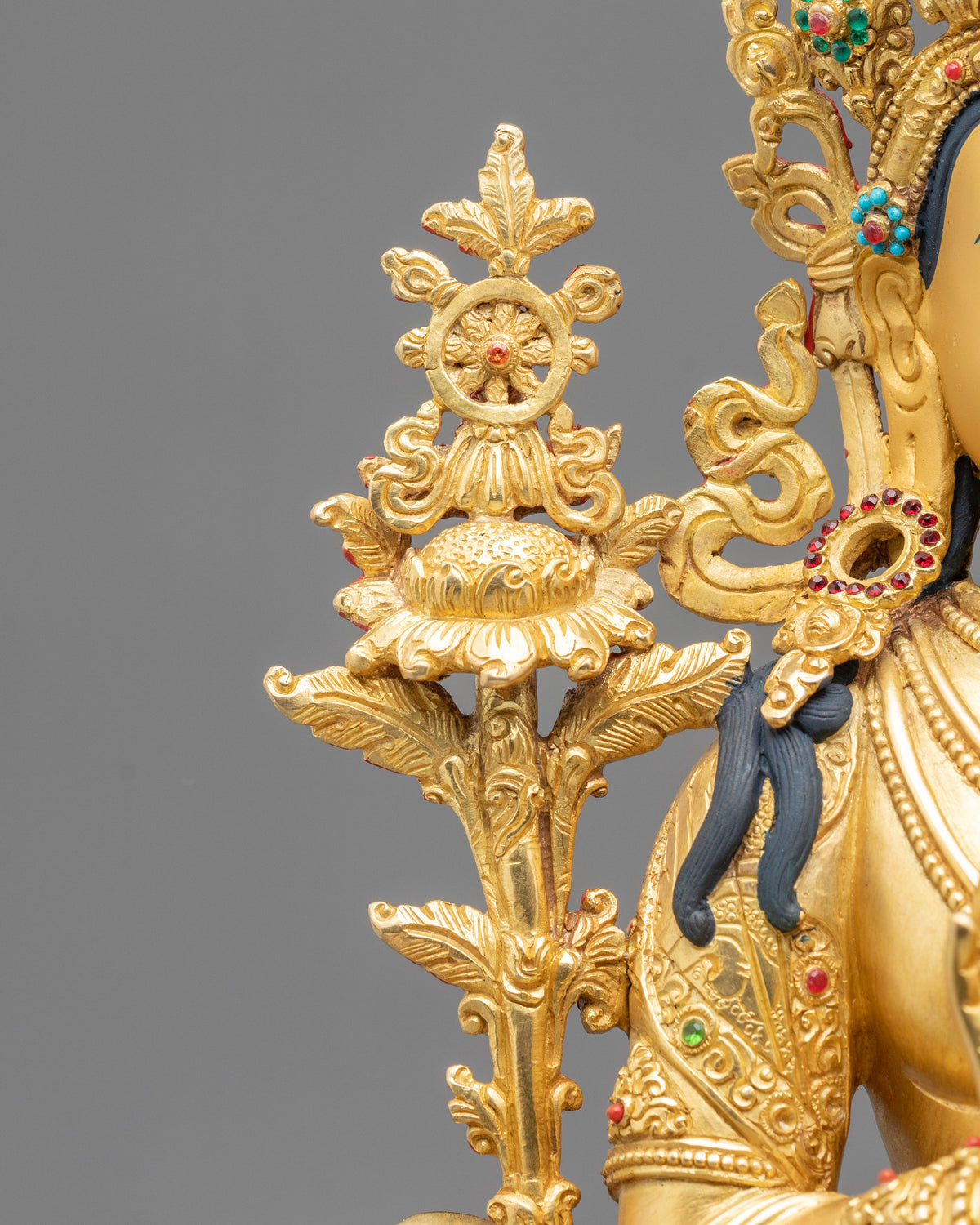 Buddhist Prayer Maitreya Buddha Statue | 24K Gold Gilded Future Buddha Sculpture