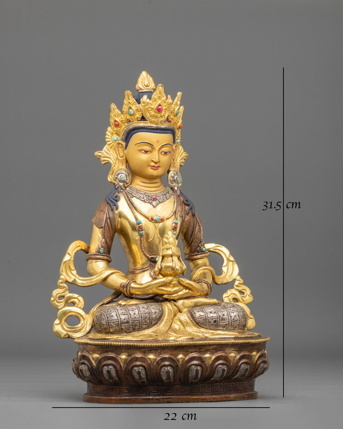Amitayus Buddha Statue | 24K Gold Gilded Longevity Deity Figurine