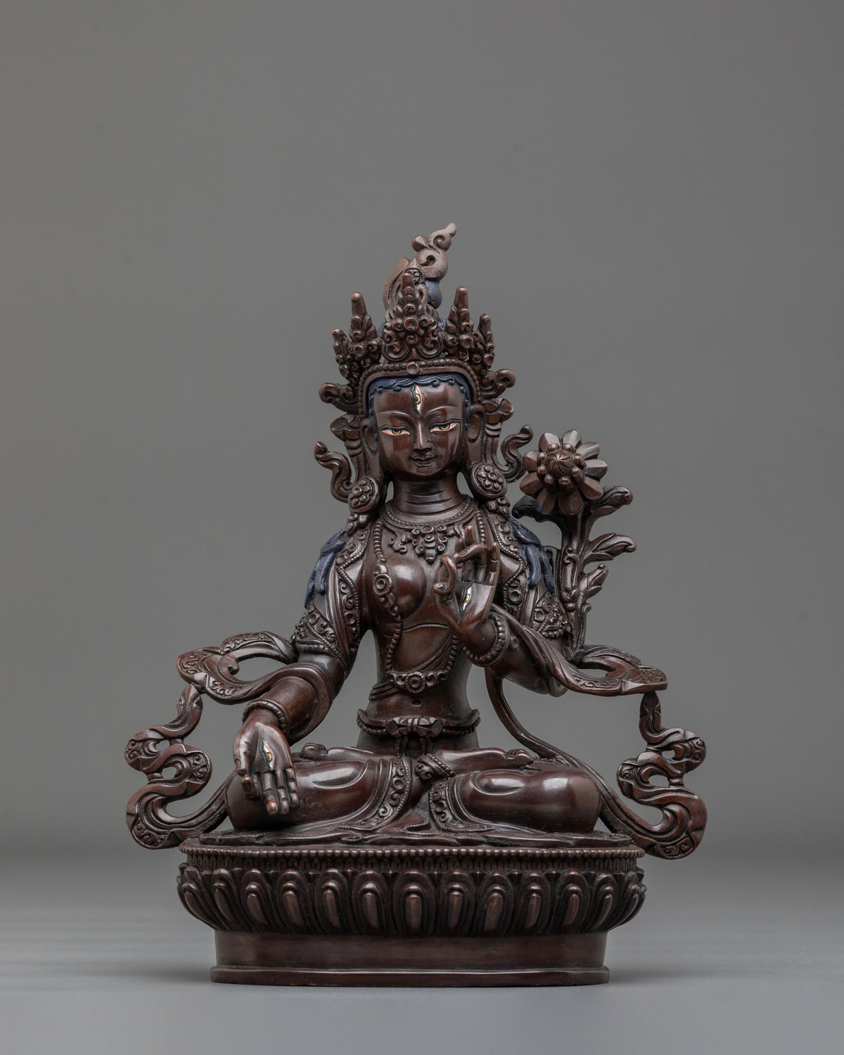 Symbol of Longevity White Tara Statue | Handcrafted Oxidized Sculpture