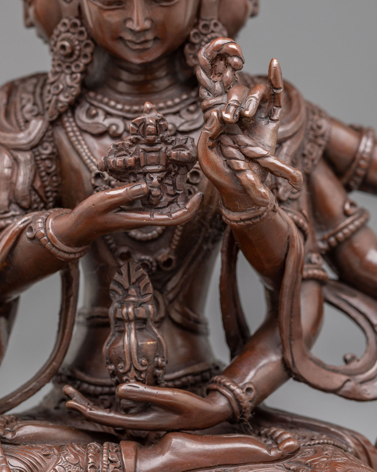 Namgyalma Three Faced Goddess Statue | Oxidized Copper Buddhist Sculpture