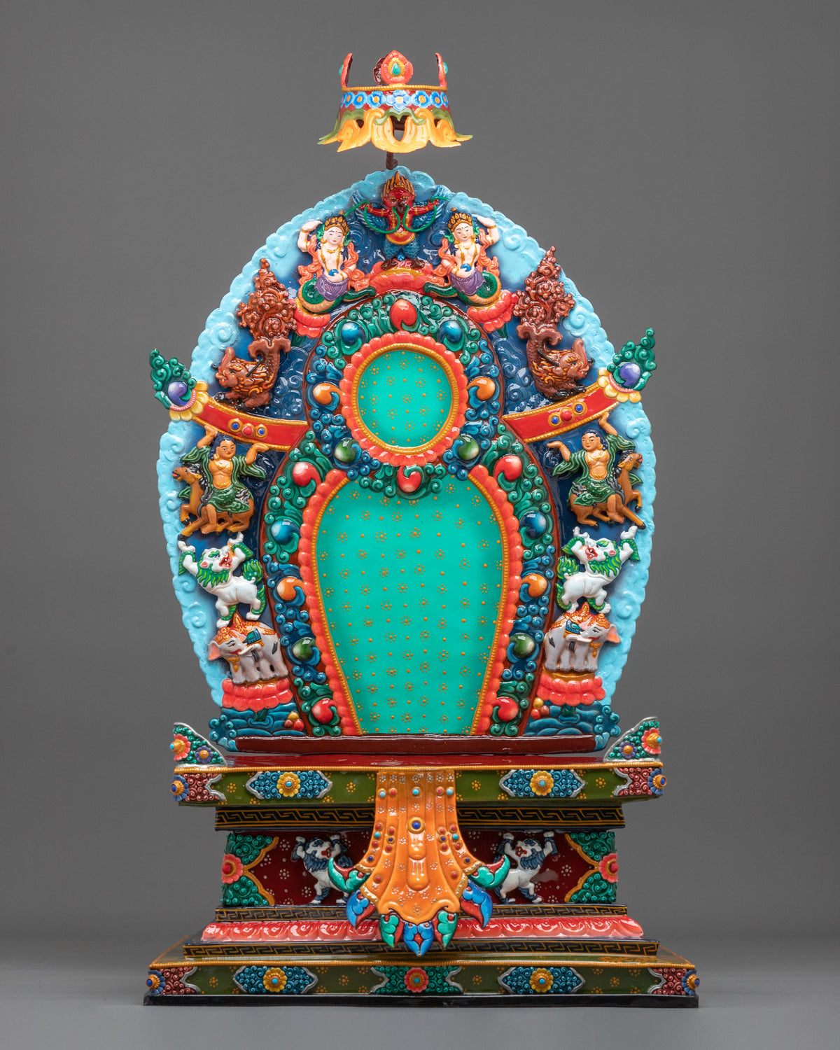 Majestic Copper Throne for Sacred Statues