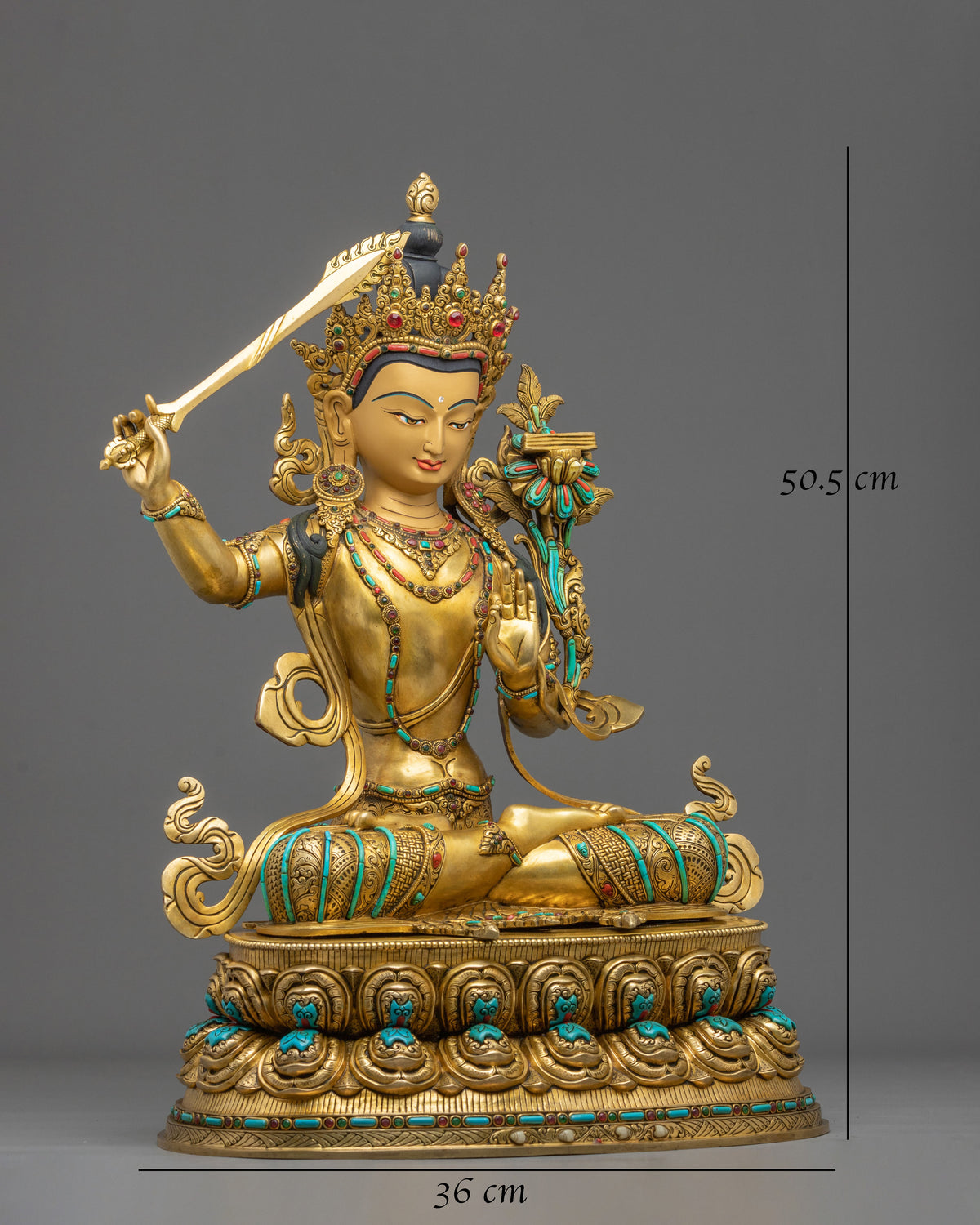 Buddhist Deity Manjushri Sculpture for Altar | Buddhist Artwork for Meditation