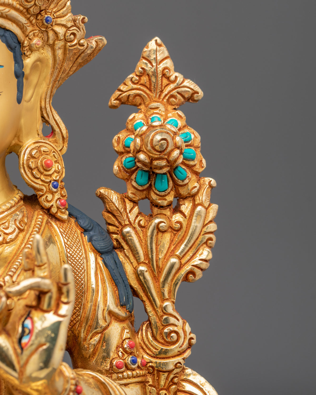 White Tara Gemstones Adorned Sculpture