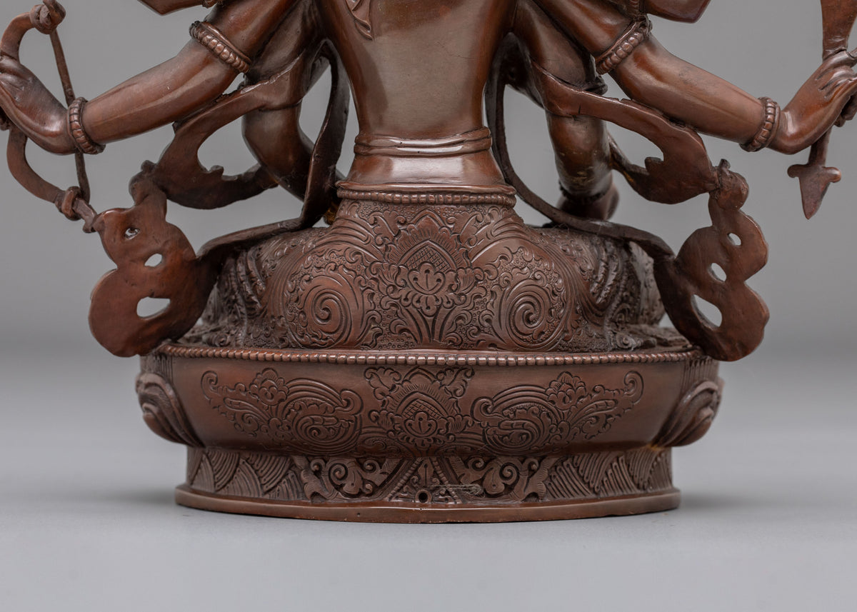 Namgyalma Three Faced Goddess Statue | Oxidized Copper Buddhist Sculpture