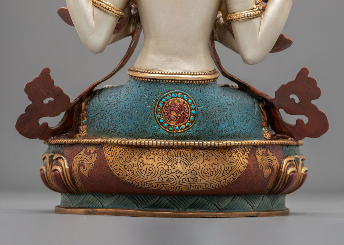 Four Armed Chenrezig Traditional Sculpture: Bodhisattva of Great Compassion