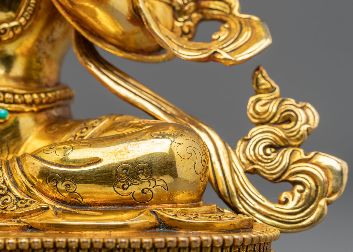 Green Tara 24K Gold Glided Statue for Meditation and Blessings
