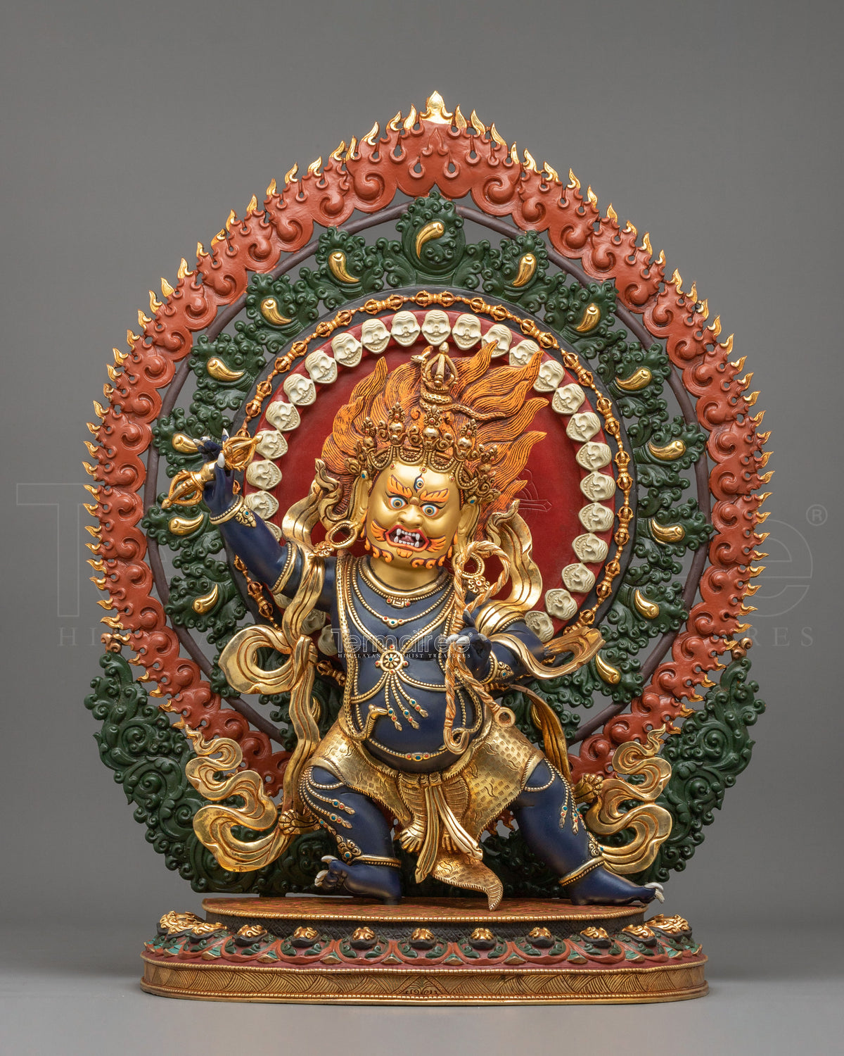 Vajrapani Wrathful Bodhisattva Sculpture | 24K Gold Gilded Buddhist Protector Statue