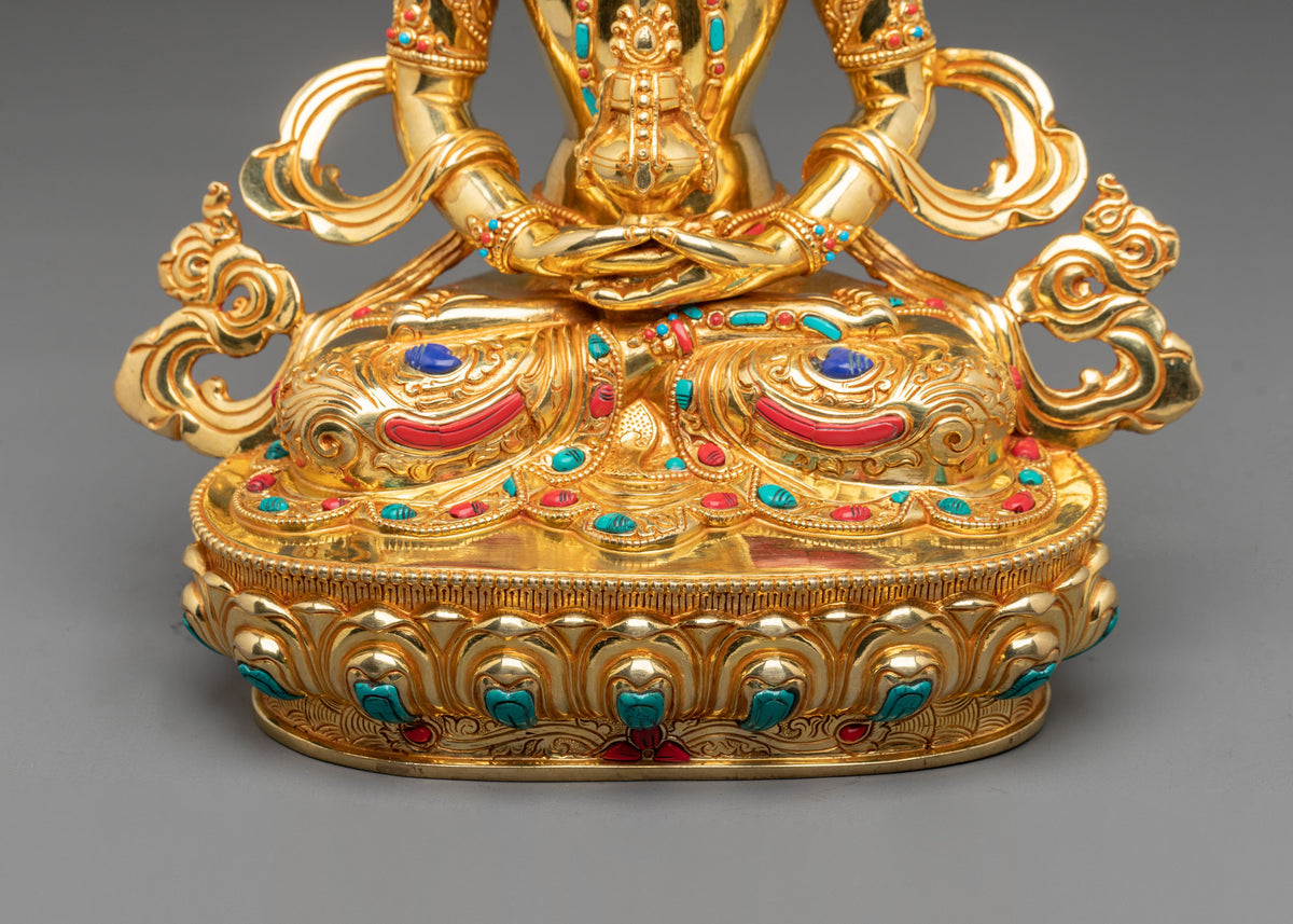 Amitayus Vajrayana Buddhist Statue | Sacred Sculpture for Altar and Meditation Practice