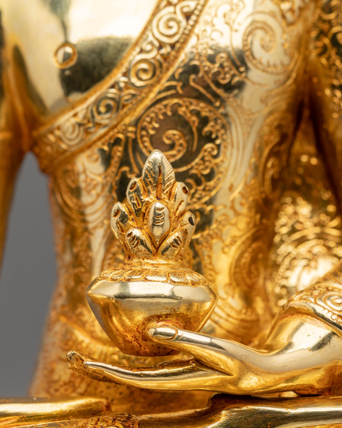 Medicine Buddha 24K Gold Gilded Copper Statue