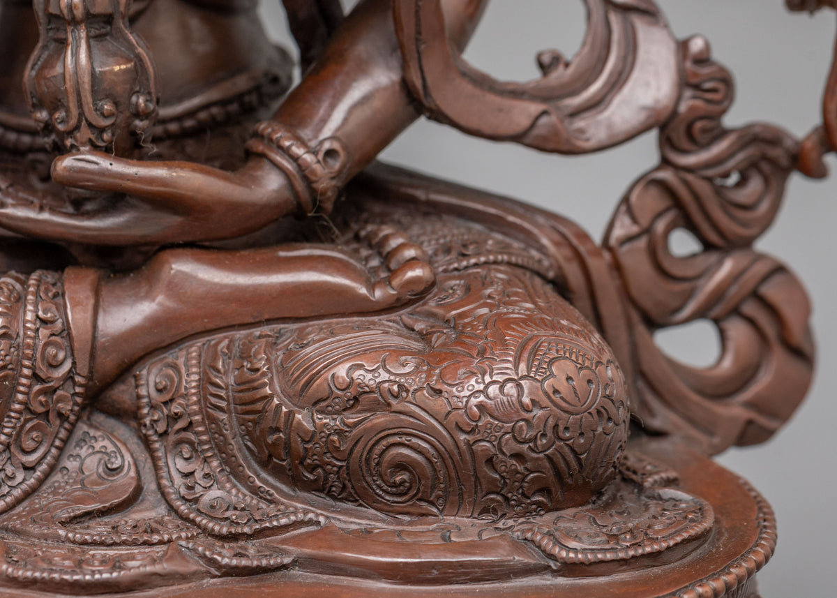 Namgyalma Three Faced Goddess Statue | Oxidized Copper Buddhist Sculpture