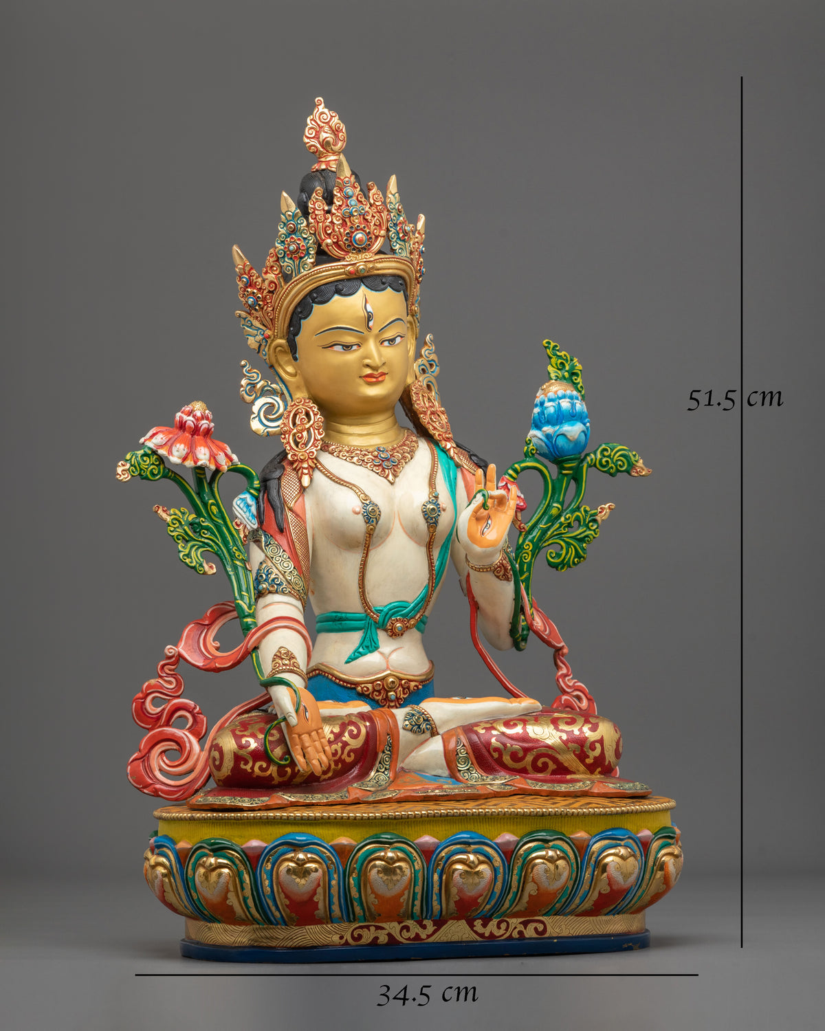 White Tara Handcrafted Buddhist Statue | 24K Gold Gilded