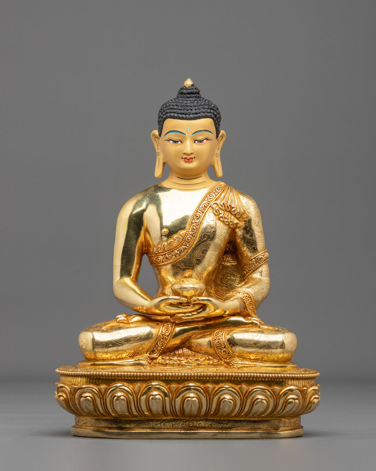 Handmade Amitabha Buddha 24K Gold Coated Sculpture