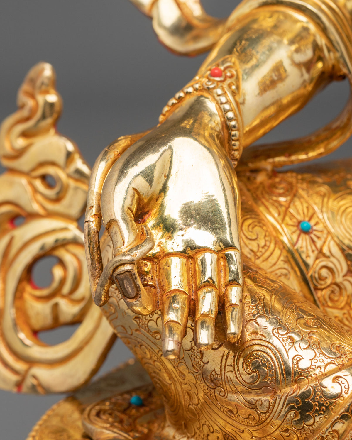 Green Tara 24K Gold Coated Goddess Statue: Deity of Compassion and Liberation