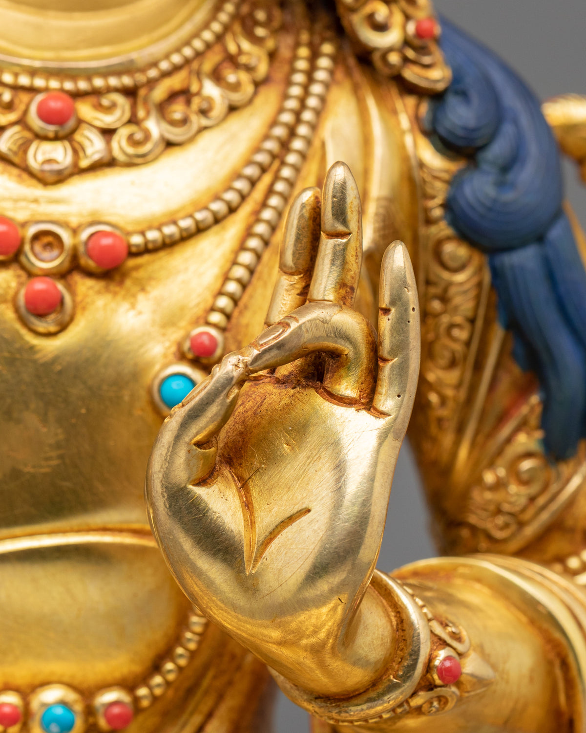 Manjushri Buddhist Wisdom Statue | 24K Gold Gilded Sculpture