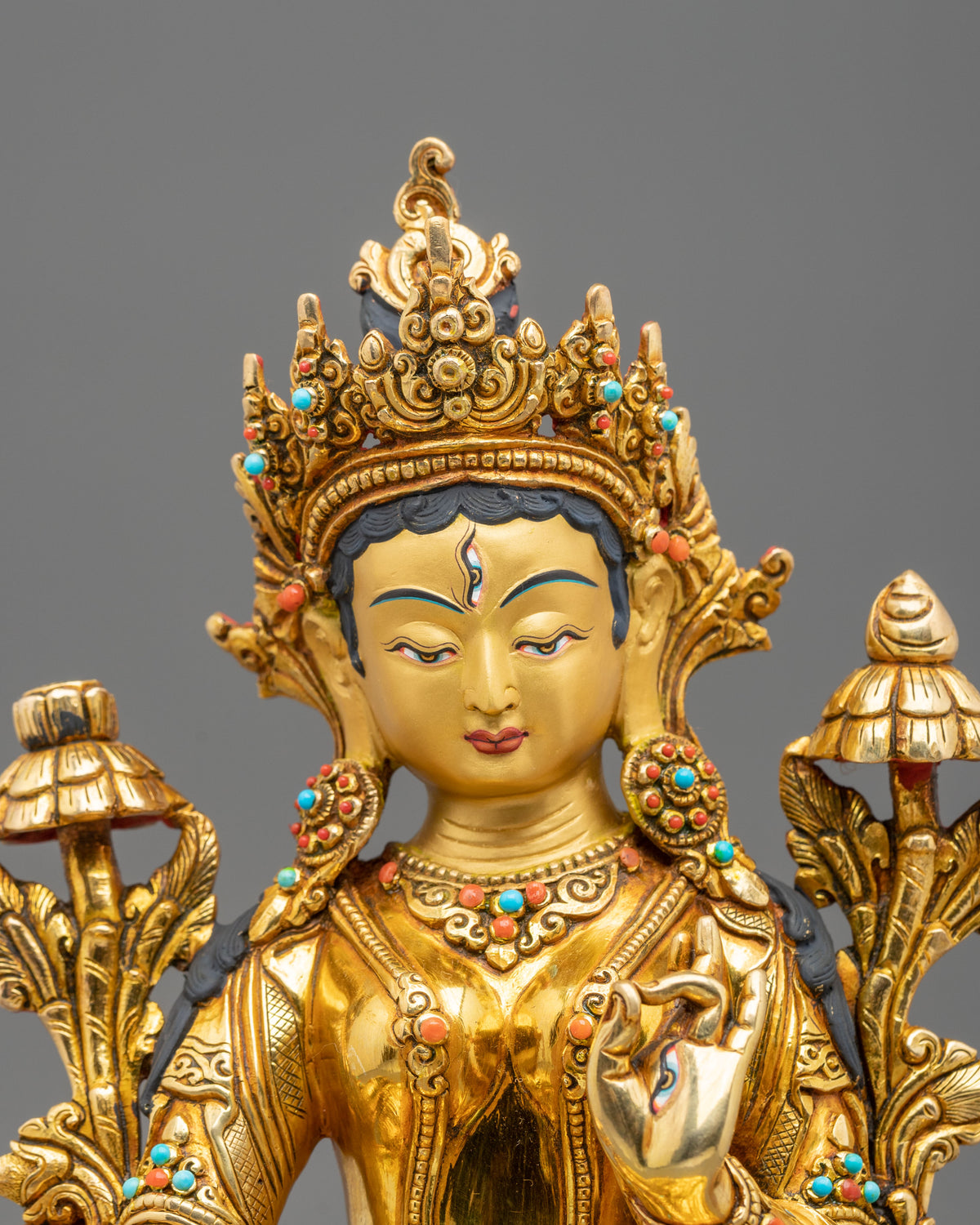 White Tara Goddess of Healing Statue | 24K Gold Gilded Buddhist Sculpture