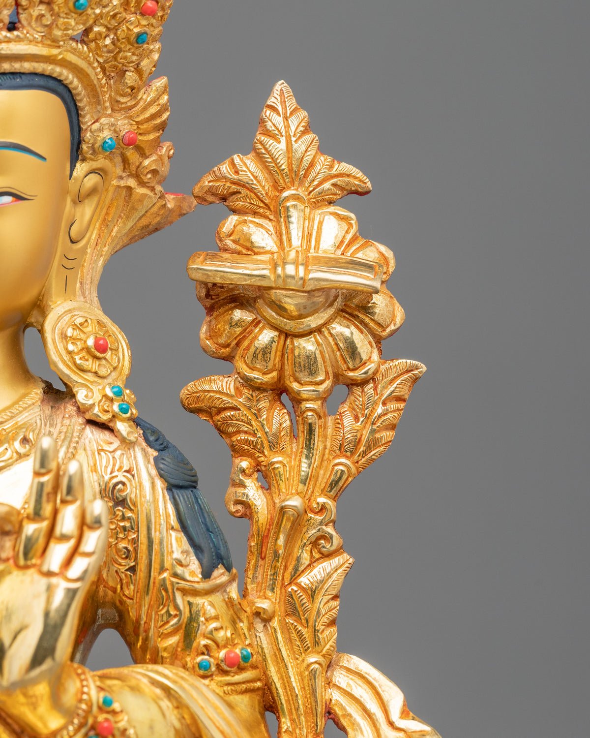 Manjushri 24K Gold Coated Sculpture | Altar Decor